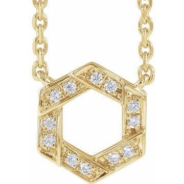14K Yellow Gold Geometric Necklace with Natural Diamonds – 0.06 CTW, 16–18"