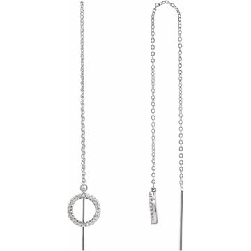 14K White Gold 1/6 CTW Natural Diamond Open Circle Geometric Threader Earrings