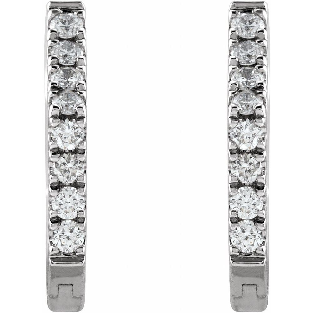 14K White Gold 1/8 CTW Natural Diamond Geometric Hinged Earrings