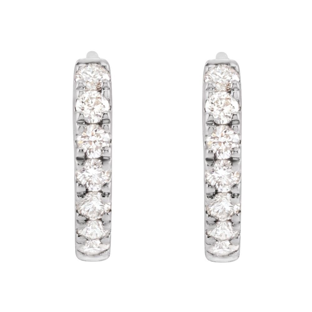 14K White Gold 10 mm Lab-Grown Diamond Hoop Earrings (1/5 CTW)
