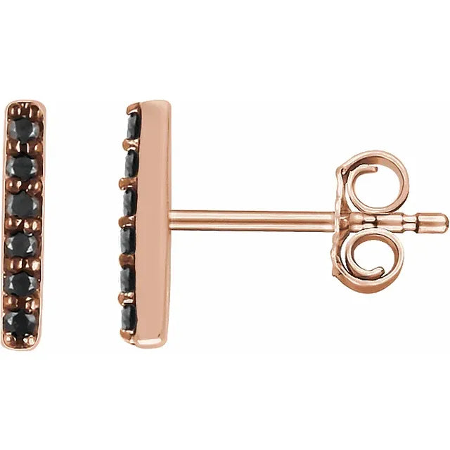 Diamond Mini Bar Stud Earrings
