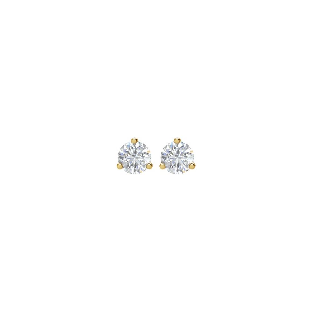 14K Yellow Gold Solitaire 1/2 CTW Natural Diamond 4mm 3-Prong Stud Earrings