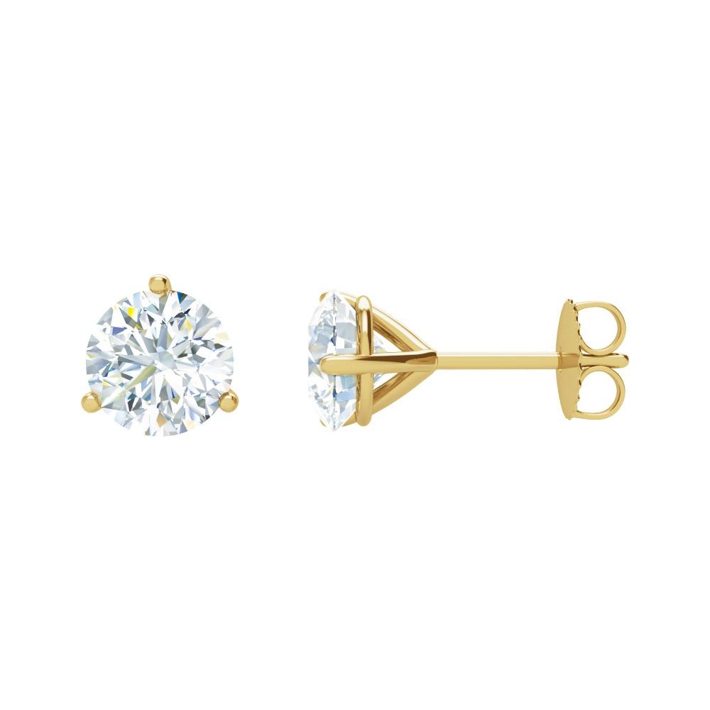 14K Yellow Gold Solitaire 1/2 CTW Natural Diamond 4mm 3-Prong Stud Earrings