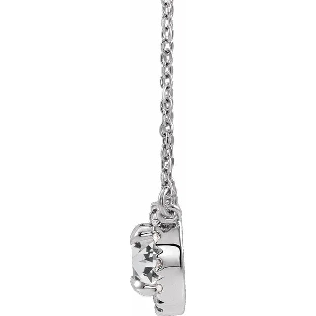 Diamond Halo Claw Prong Set Pendant Necklace 16 Inches