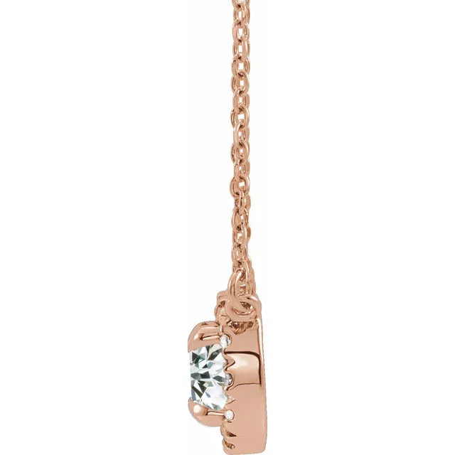 Diamond Halo Claw Prong Set Pendant Necklace 16 Inches