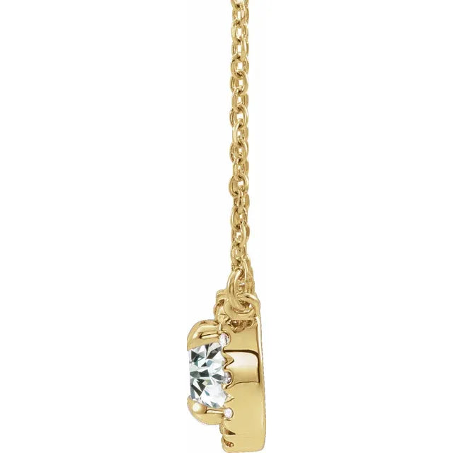 Diamond Halo Claw Prong Set Pendant Necklace 16 Inches