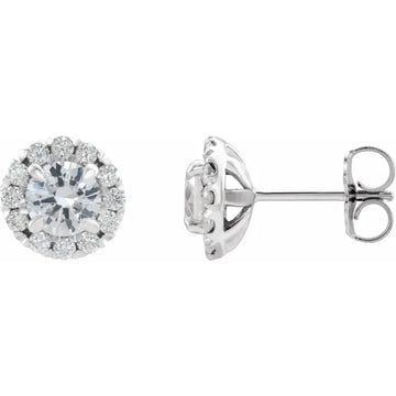 14K  5/8 CTW Natural Diamond Halo-Style Earrings