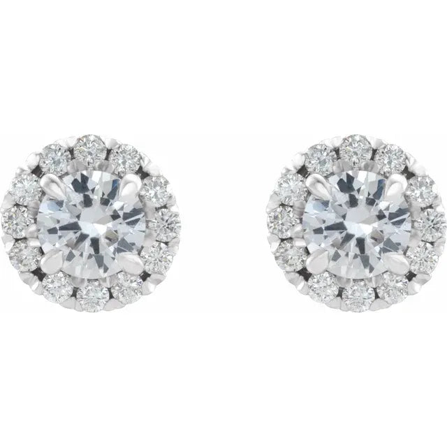 14K  5/8 CTW Natural Diamond Halo-Style Earrings