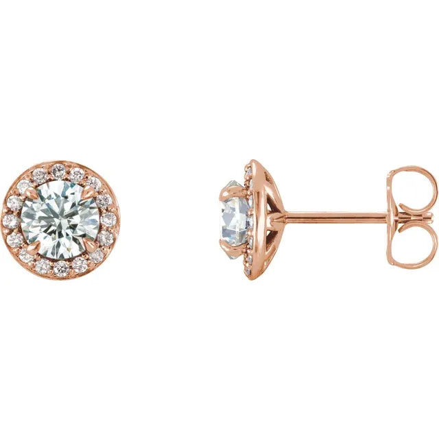 Diamond Halo Claw Prong Set Stud Earrings 3/8CTW