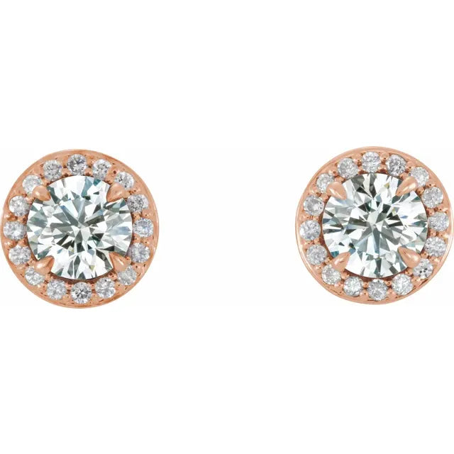 Diamond Halo Claw Prong Set Stud Earrings 3/8CTW