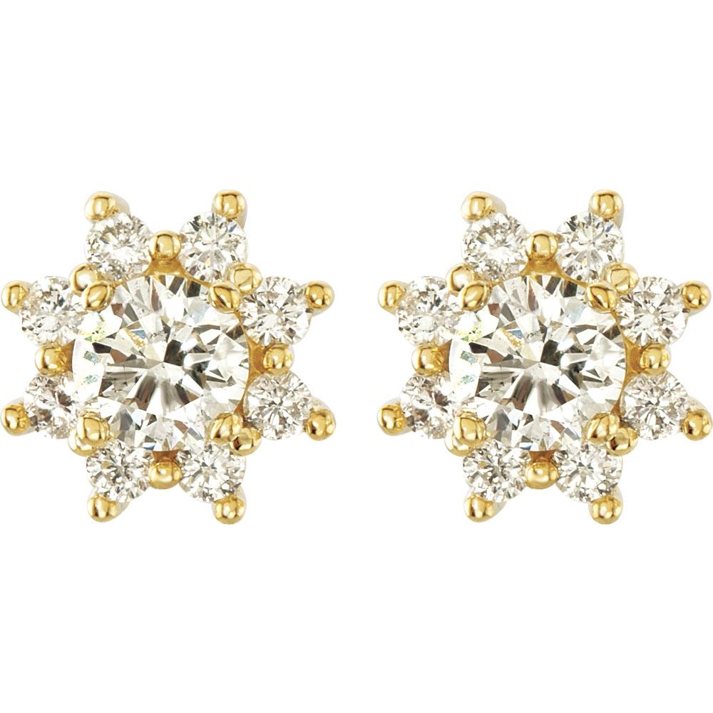 14K Yellow Gold 1 3/4 CTW Natural Diamond Stud Earrings – 5mm Round, Classic 4-Prong Setting