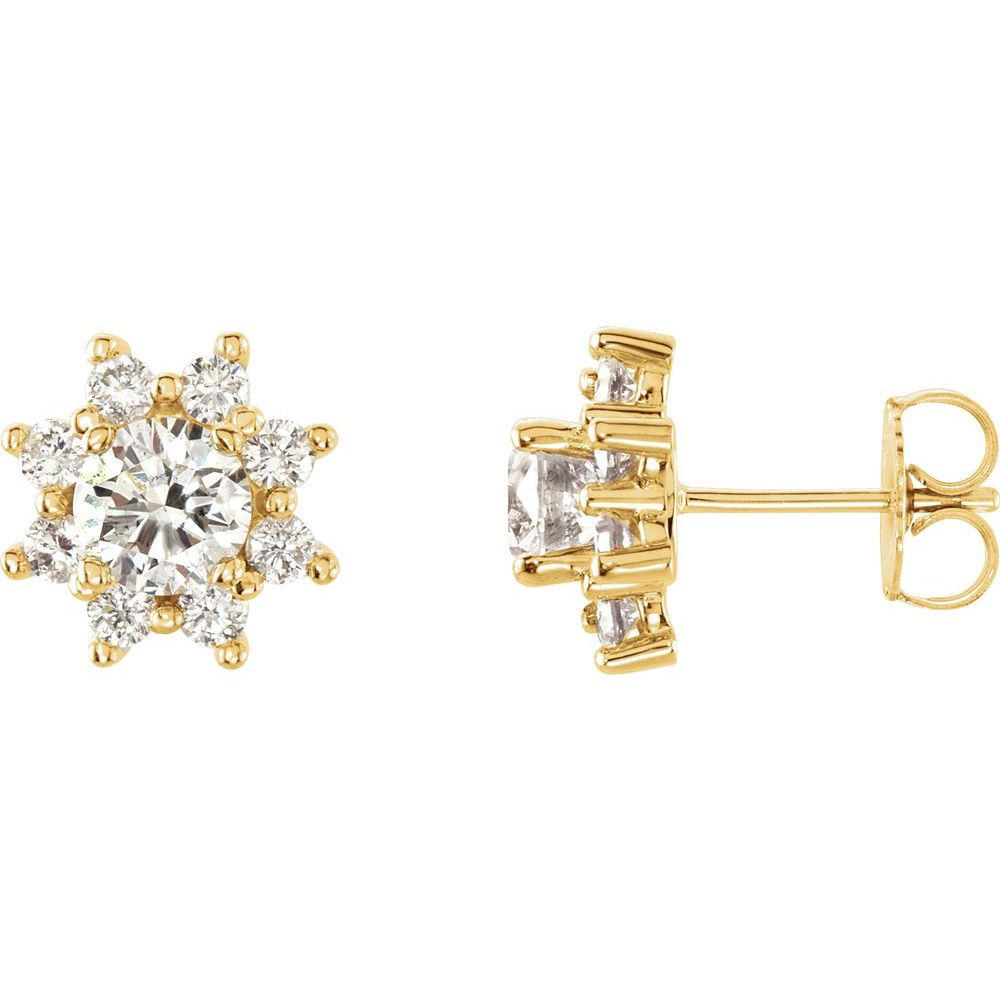 14K Yellow Gold 1 3/4 CTW Natural Diamond Stud Earrings – 5mm Round, Classic 4-Prong Setting