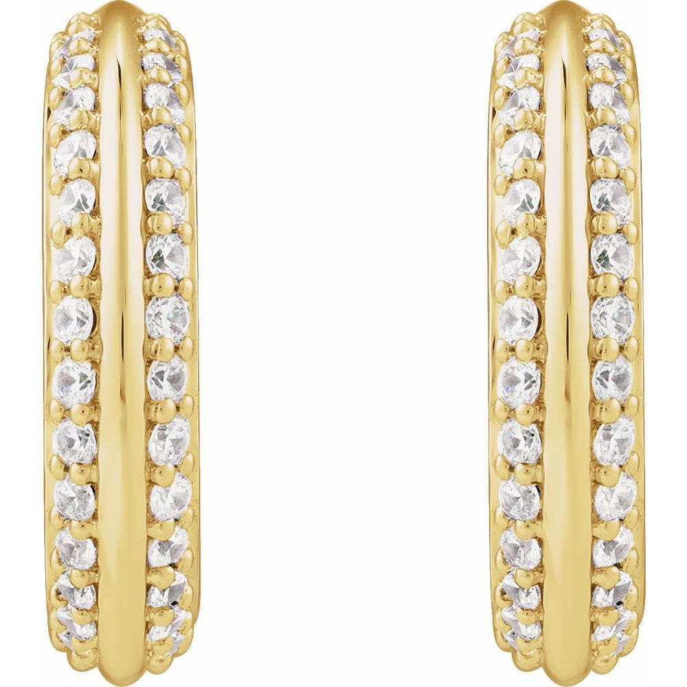 14K Yellow Gold 5/8 CTW Natural Diamond Hoop Earrings – Polished 16.5 mm Classic Hoops