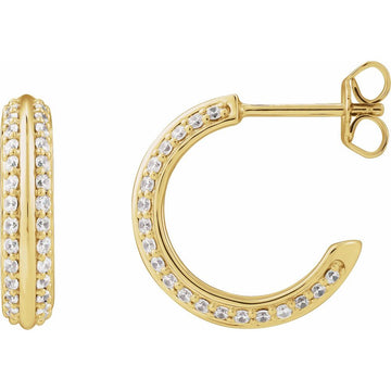 14K Yellow Gold 5/8 CTW Natural Diamond Hoop Earrings – Polished 16.5 mm Classic Hoops