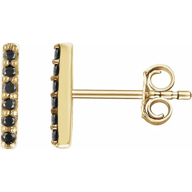 Diamond Mini Bar Stud Earrings