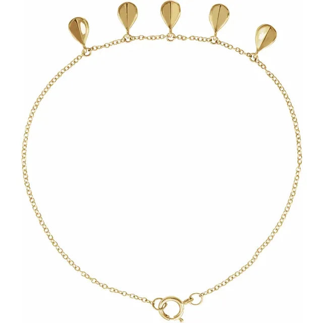 14K Geometric 5-Station 7" Bracelet