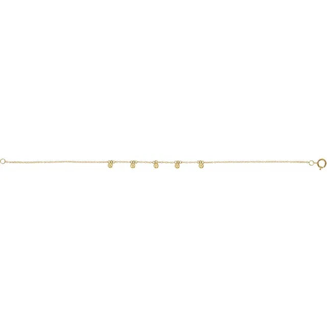 14K Beaded 5-Station 7" Bracelet