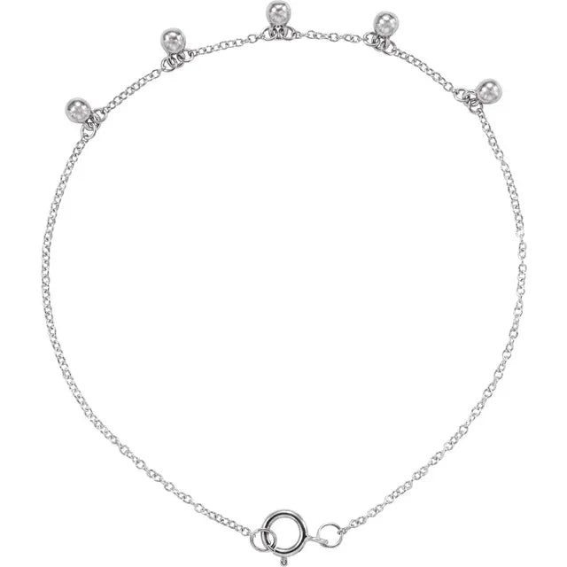 14K Beaded 5-Station 7" Bracelet