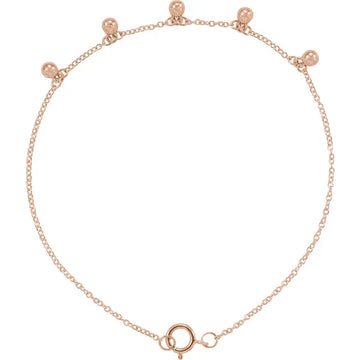 14K Beaded 5-Station 7" Bracelet