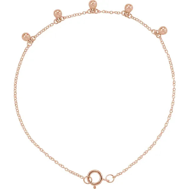 14K Beaded 5-Station 7" Bracelet