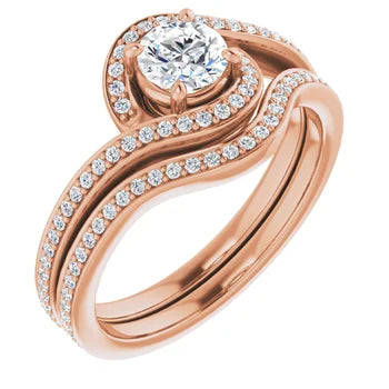 14K White 4.8 mm Round Bypass Halo-Style Engagement Ring Mounting