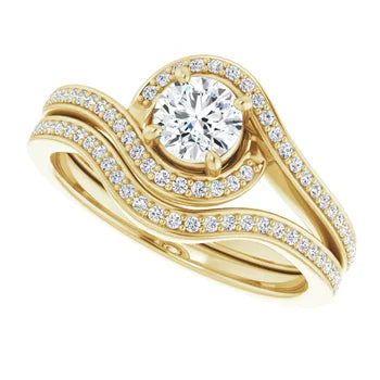 14K White 4.8 mm Round Bypass Halo-Style Engagement Ring Mounting