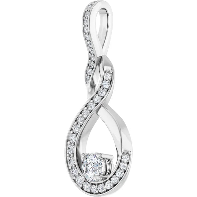 Diamond Swirled Infinity Slide Pendant 1/4CTW