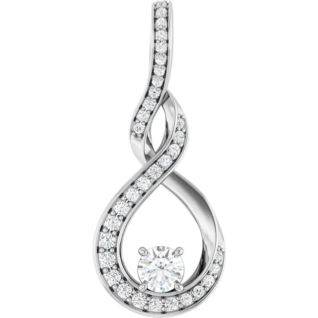 Diamond Swirled Infinity Slide Pendant 1/4CTW