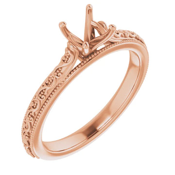 14K White 5.5 mm Round Solitaire Engagement Ring Mounting