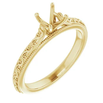 14K White 5.5 mm Round Solitaire Engagement Ring Mounting