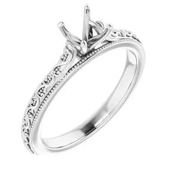 14K White 5.5 mm Round Solitaire Engagement Ring Mounting