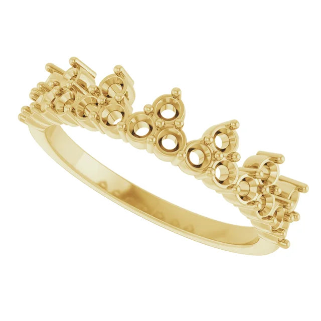 14K 2 mm Round Crown Ring Mounting
