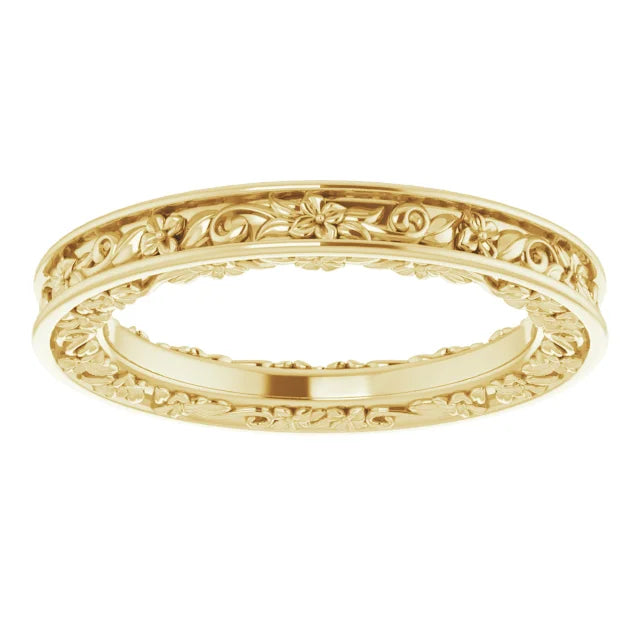 Three Sided Floral Filigree Eternity Band Ring