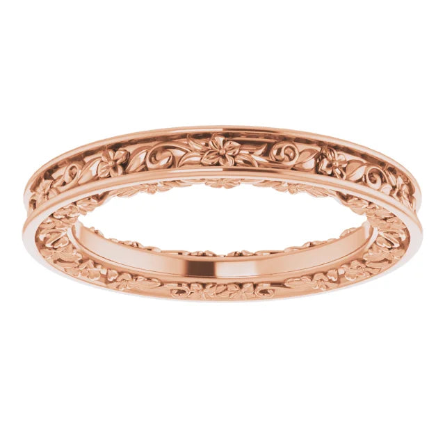 Three Sided Floral Filigree Eternity Band Ring