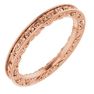 Three Sided Floral Filigree Eternity Band Ring