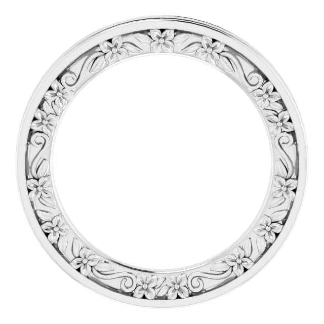 Three Sided Floral Filigree Eternity Band Ring
