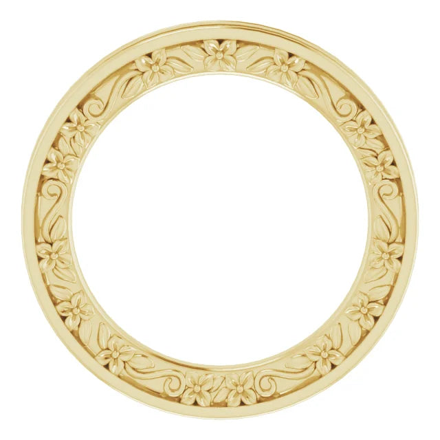 Three Sided Floral Filigree Eternity Band Ring