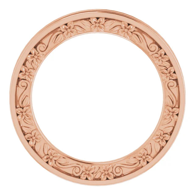 Three Sided Floral Filigree Eternity Band Ring
