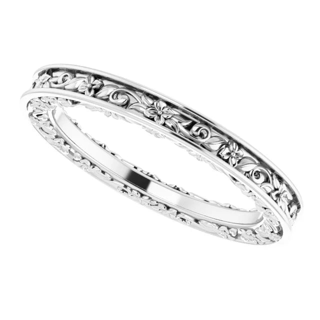14K 2.5 mm Floral Flat Band Size 7
