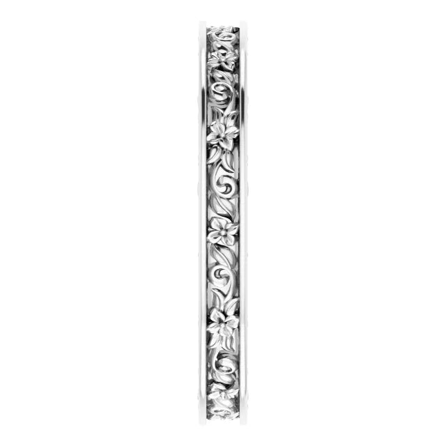 Three Sided Floral Filigree Eternity Band Ring