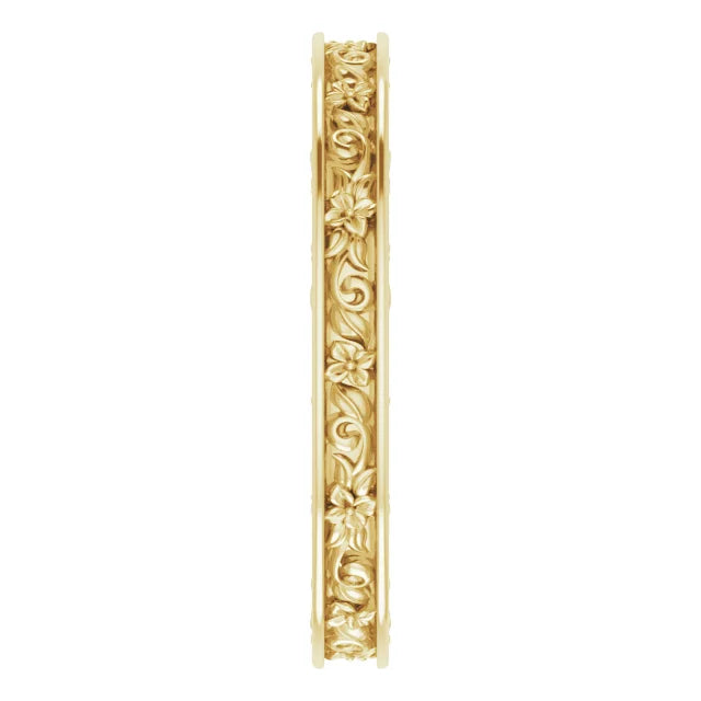 Three Sided Floral Filigree Eternity Band Ring