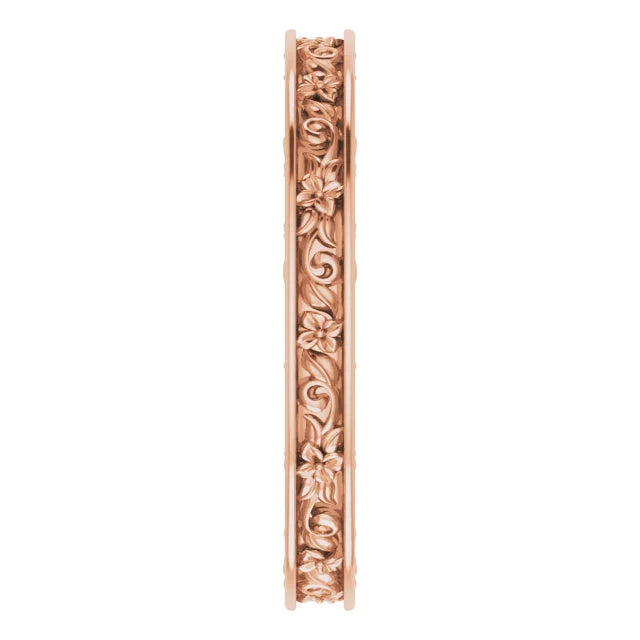 Three Sided Floral Filigree Eternity Band Ring