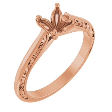 14K White 5.8 mm Round Solitaire Engagement Ring Mounting