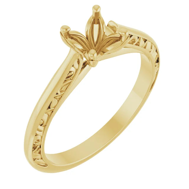 14K White 5.8 mm Round Solitaire Engagement Ring Mounting