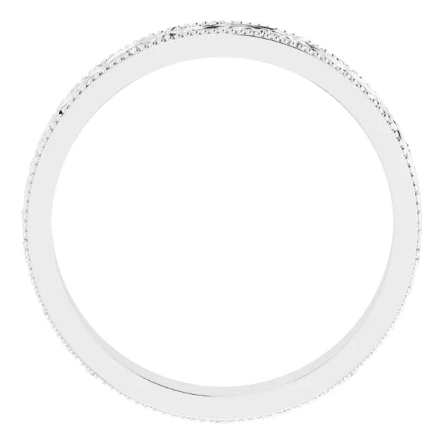 Milgrain Edge Leaves and Vines Filigree Eternity Band Ring