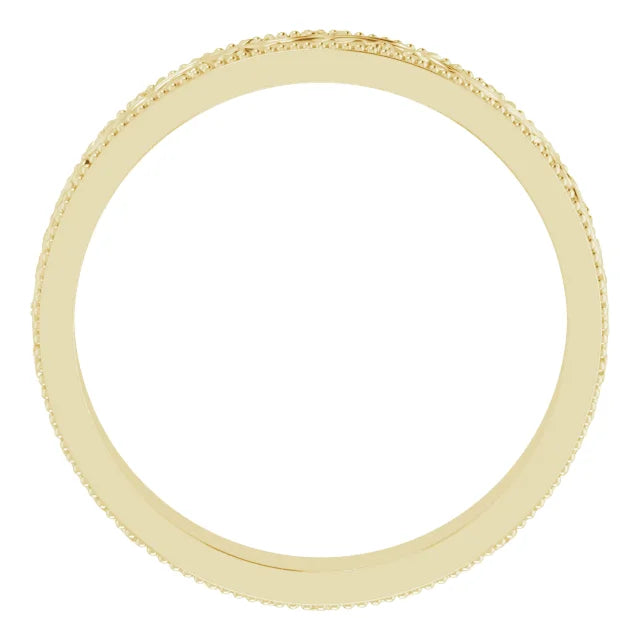 Milgrain Edge Leaves and Vines Filigree Eternity Band Ring