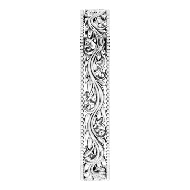 Milgrain Edge Leaves and Vines Filigree Eternity Band Ring