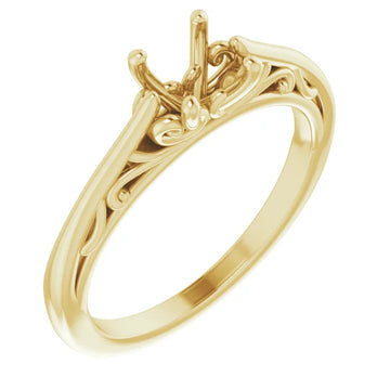 14K White 5.8 mm Round Engagement Ring Mounting