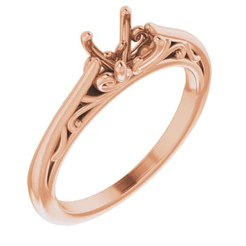 14K White 5.8 mm Round Engagement Ring Mounting