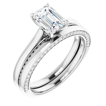 14K 7x5 mm Emerald Engagement Ring Mounting